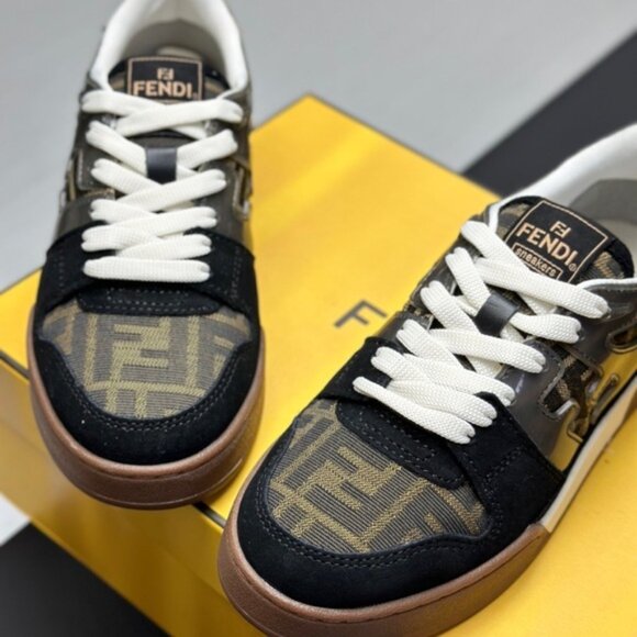 Fendi Match Jacquard & Suede Sneaker, Brown - Picture 7 of 9
